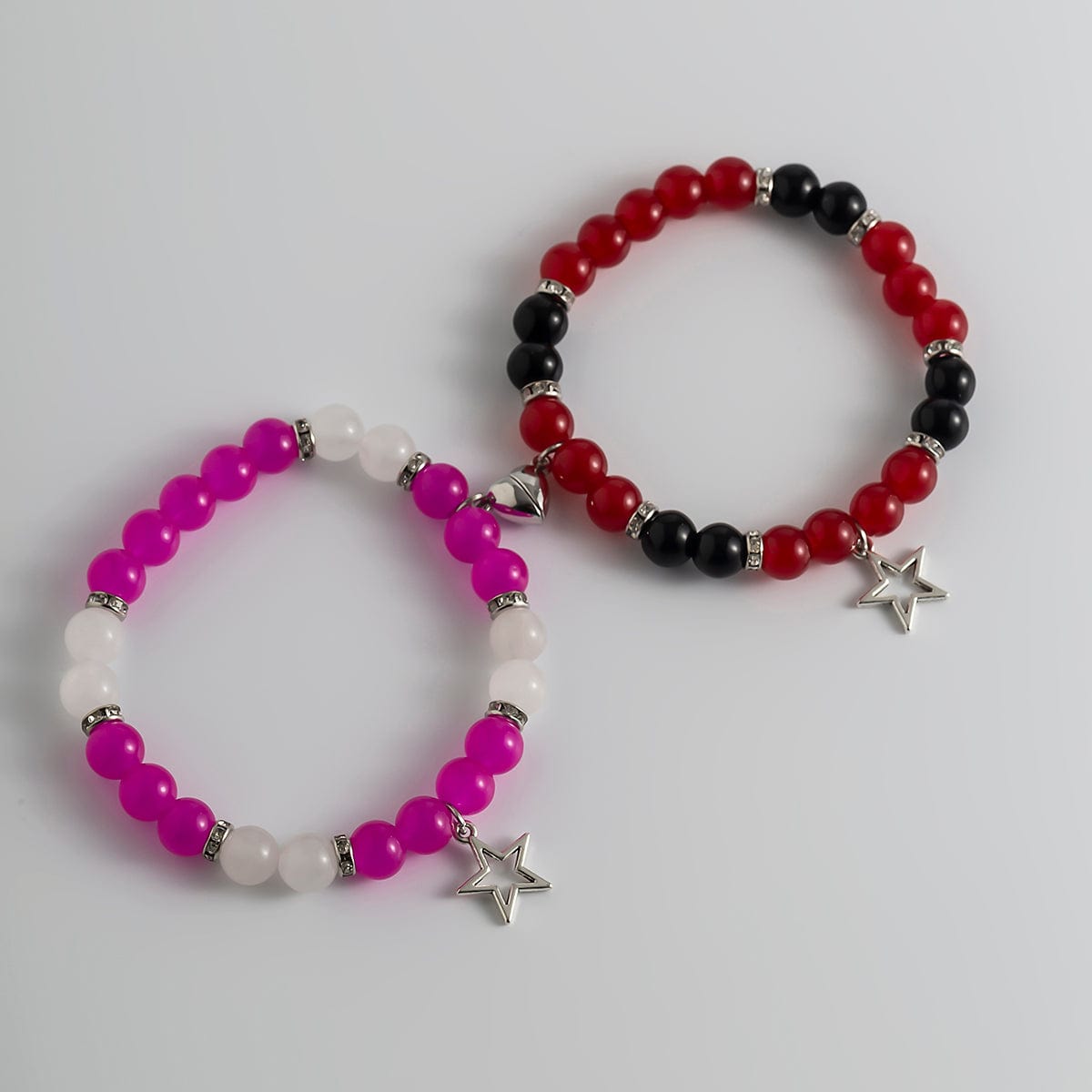 Magnetic Star Heart Charm Agate Matching Bracelet Set