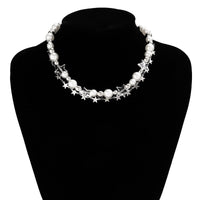 Thumbnail for Boho Layered Star Pearl Chain Choker Necklace - ArtGalleryZen