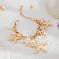 Thumbnail for Boho Layered Starfish Pearl Natural Conch Charm Necklace Bracelet - ArtGalleryZen