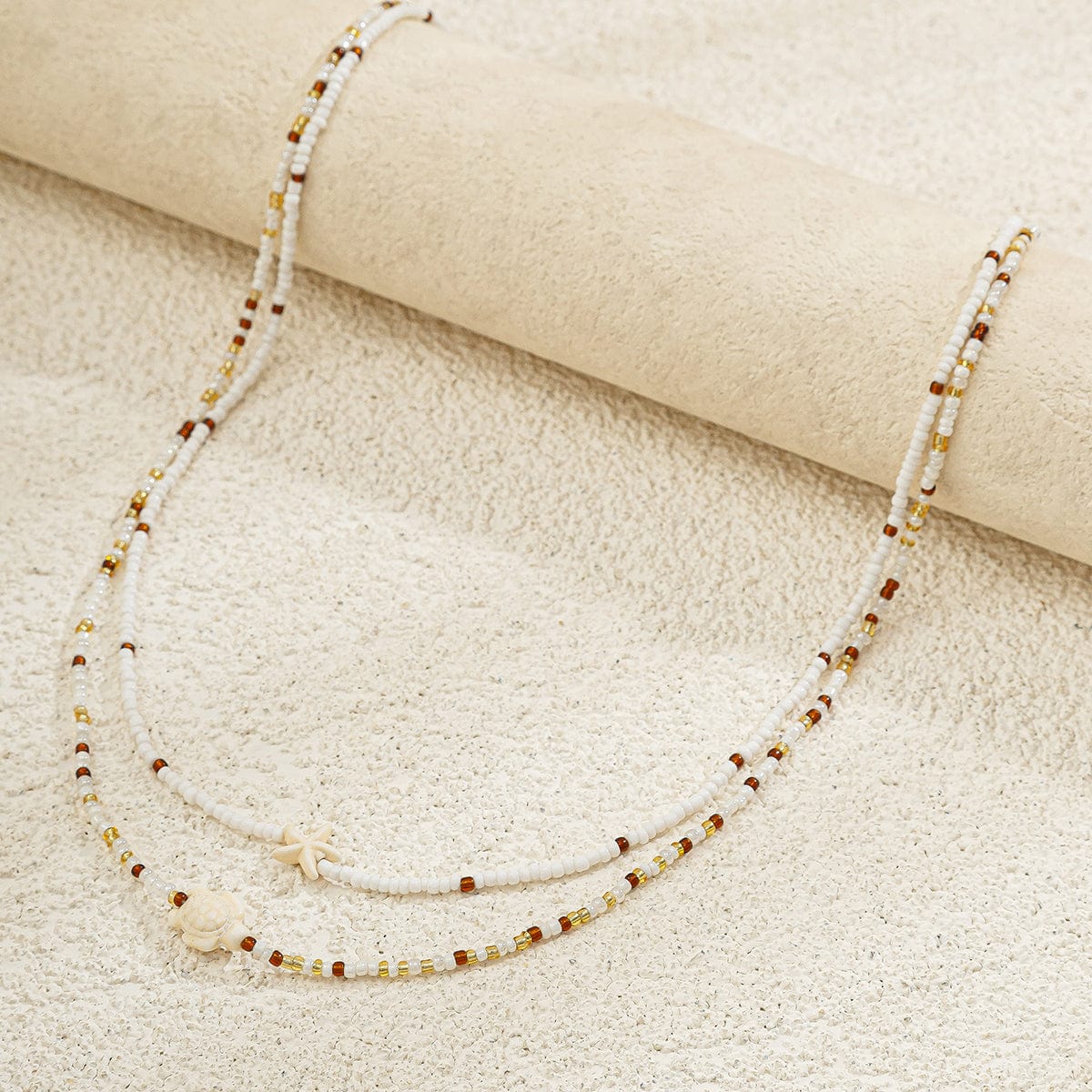 Boho Layered Starfish Turtle Crystal Seed Beaded Belly Chain Set - ArtGalleryZen