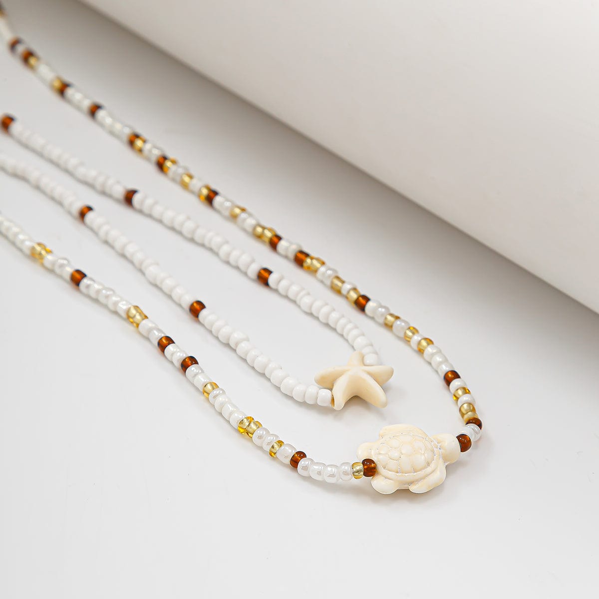 Boho Layered Starfish Turtle Crystal Seed Beaded Belly Chain Set