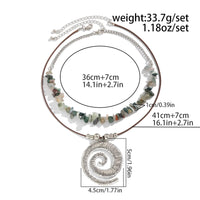 Thumbnail for Boho Layered Textured Spiral Pendant Turquoise Stone Chain Velvet Necklace Set - ArtGalleryZen