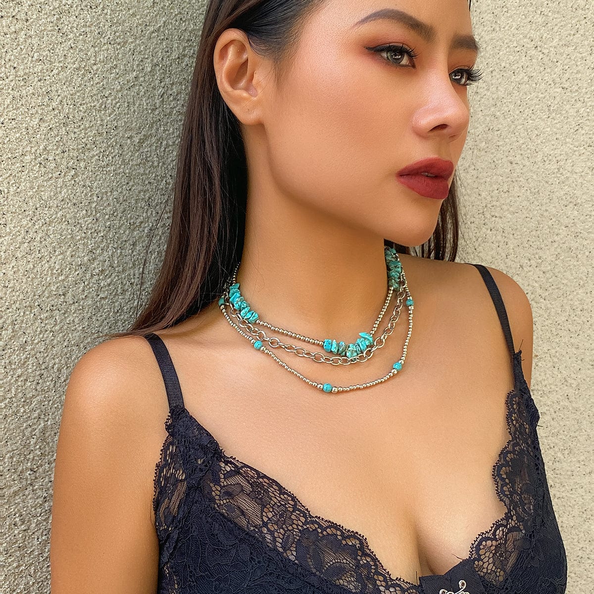 Boho Layered Turquoise Chain Necklace Set - ArtGalleryZen