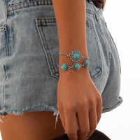 Thumbnail for Boho Layered Turquoise Inlaid Flower Charm Bracelet Set