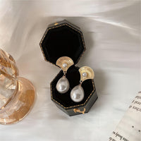 Thumbnail for Boho Metallic Shell Dangle Pearl Earrings - ArtGalleryZen
