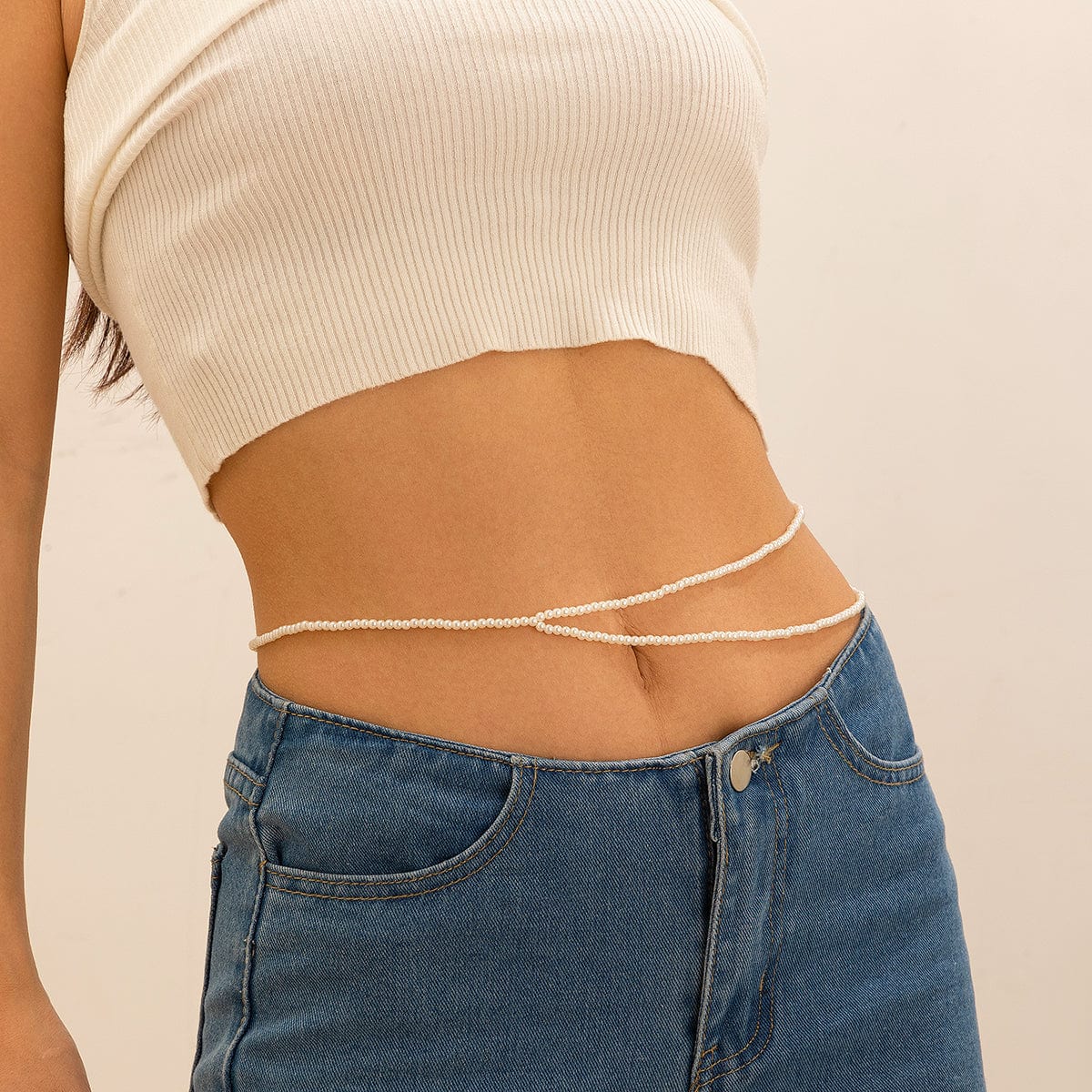 Boho Minimalist Layered Pearl Waist Chain - ArtGalleryZen