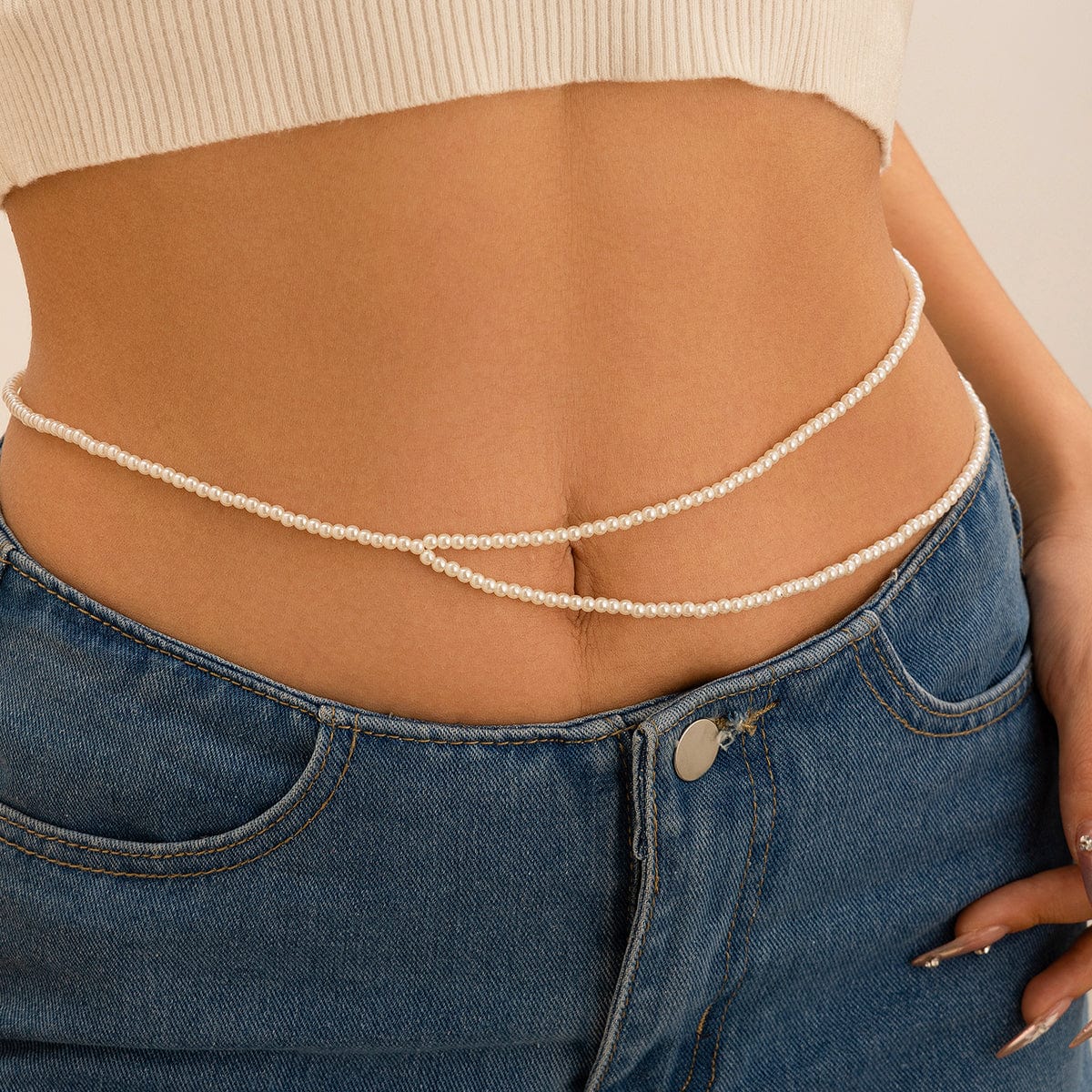 Boho Minimalist Layered Pearl Waist Chain