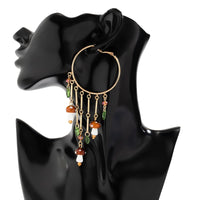 Thumbnail for Boho Mushroom Tassel Dangle Hoop Earrings - ArtGalleryZen