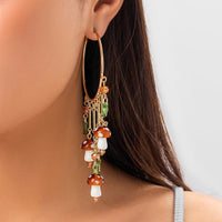 Thumbnail for Boho Mushroom Tassel Dangle Hoop Earrings - ArtGalleryZen