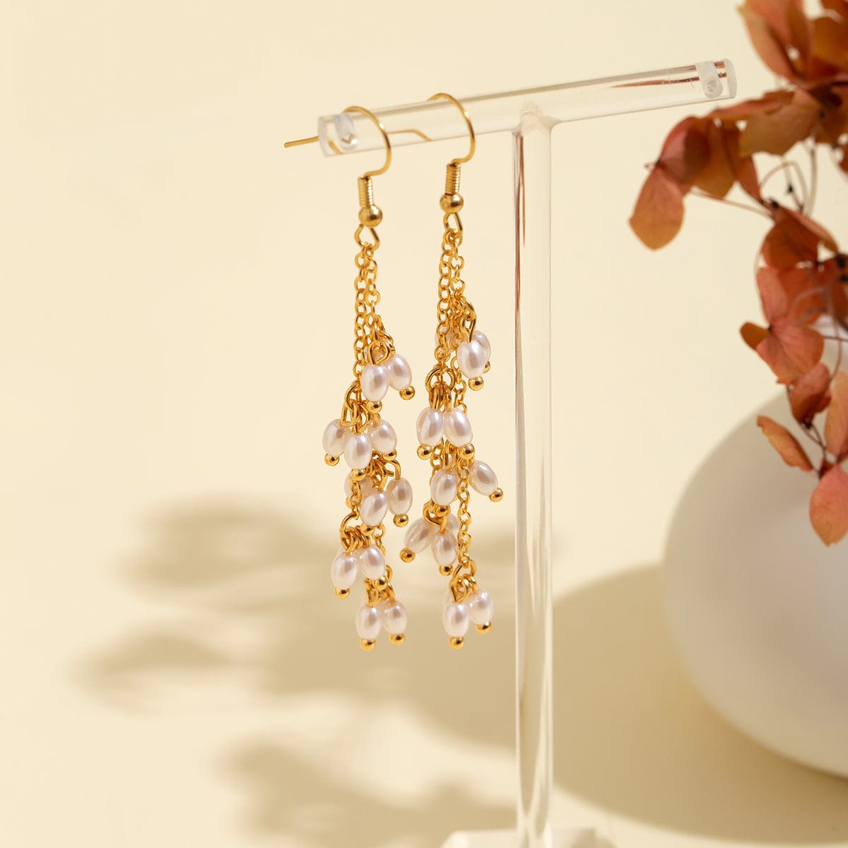 Boho Newly Dangling Pearl Tassel Earrings