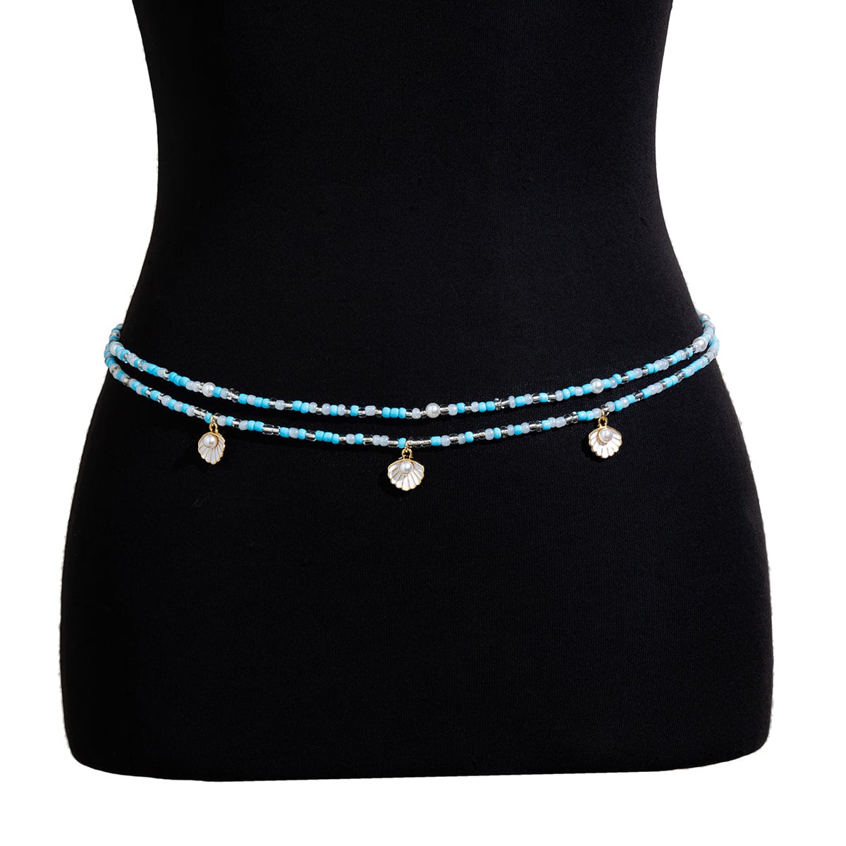 Boho Ocean Style Crystal Beaded Enamel Shell Pendant Waist Chain Set - ArtGalleryZen