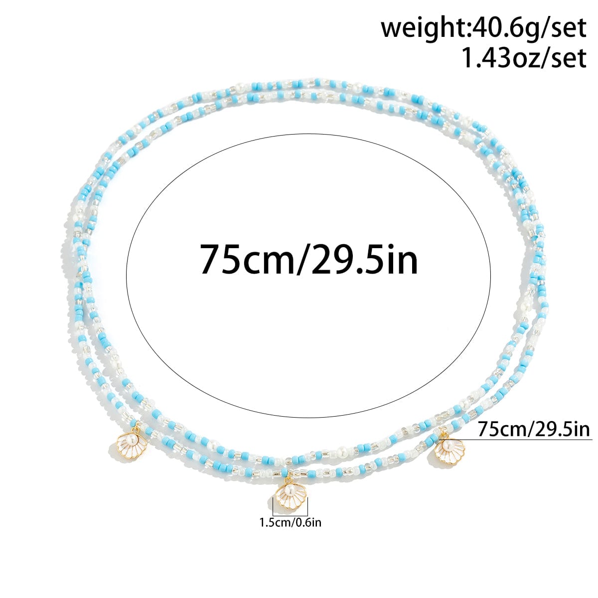 Boho Ocean Style Crystal Beaded Enamel Shell Pendant Waist Chain Set - ArtGalleryZen