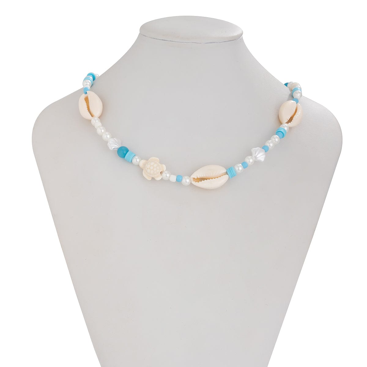 Boho Pearl Crystal Beaded Conch Turtle Necklace - ArtGalleryZen