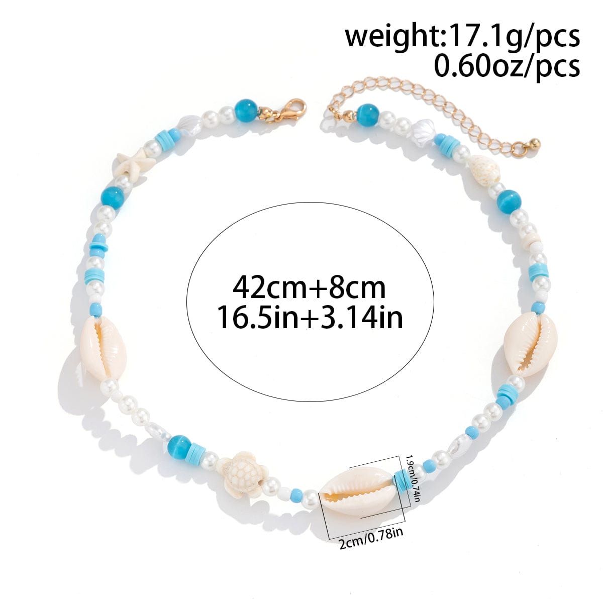 Boho Pearl Crystal Beaded Conch Turtle Necklace - ArtGalleryZen
