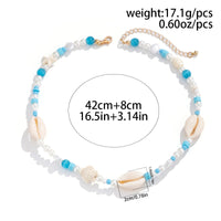 Thumbnail for Boho Pearl Crystal Beaded Conch Turtle Necklace - ArtGalleryZen