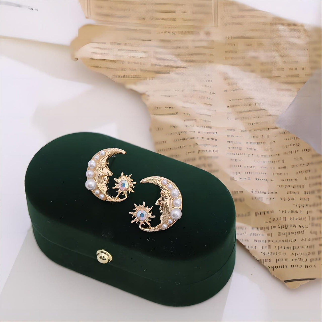 Boho Pearl Inlaid Moon Phase Star Dangle Earrings - ArtGalleryZen