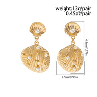 Thumbnail for Boho Pearl Inlaid Shell Dangle Earrings - ArtGalleryZen
