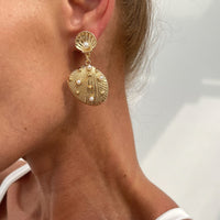 Thumbnail for Boho Pearl Inlaid Shell Dangle Earrings - ArtGalleryZen