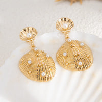 Thumbnail for Boho Pearl Inlaid Shell Dangle Earrings