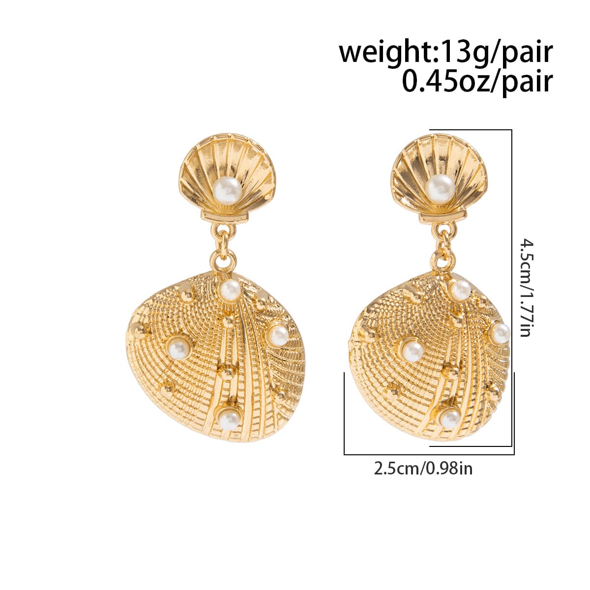 Boho Pearl Inlaid Shell Dangle Earrings