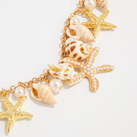 Thumbnail for Boho Pearl Inlaid Starfish Conch Tassel Anklet - ArtGalleryZen