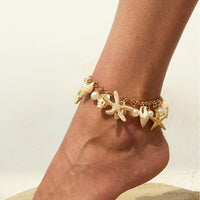 Thumbnail for Boho Pearl Inlaid Starfish Conch Tassel Anklet - ArtGalleryZen