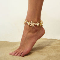 Thumbnail for Boho Pearl Inlaid Starfish Conch Tassel Anklet - ArtGalleryZen