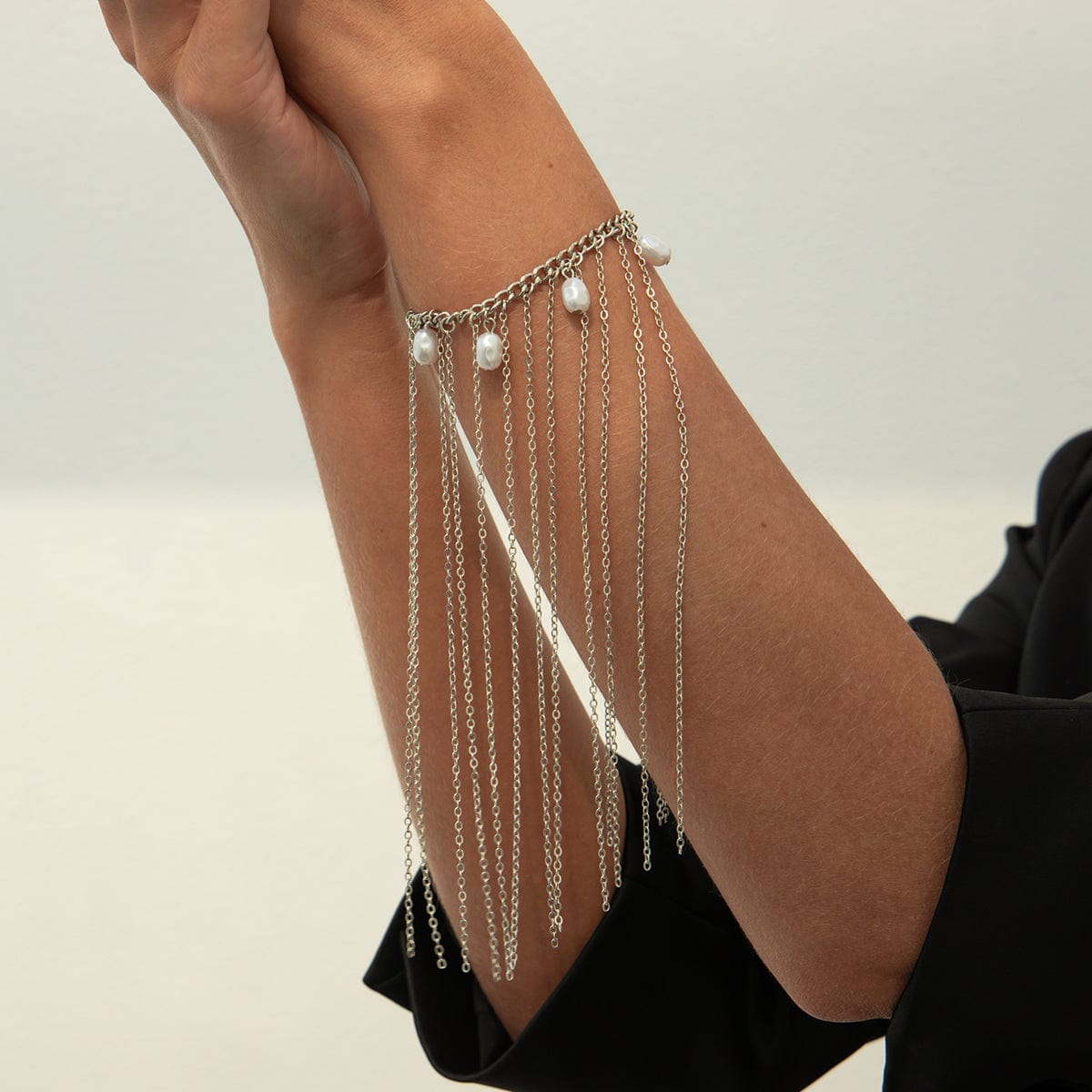 Boho Pearl Long Chain Tassel Bracelet - ArtGalleryZen