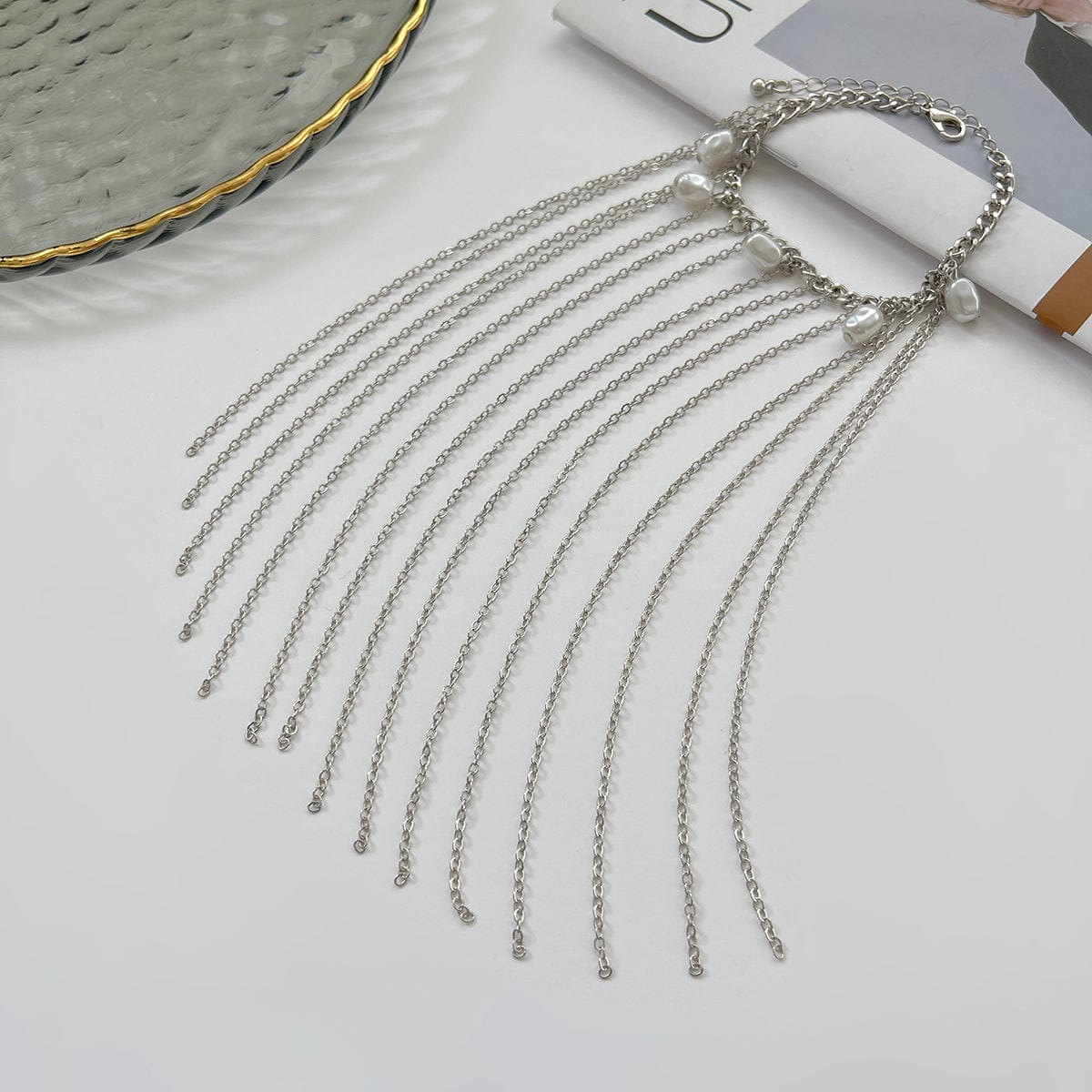 Boho Pearl Long Chain Tassel Bracelet - ArtGalleryZen