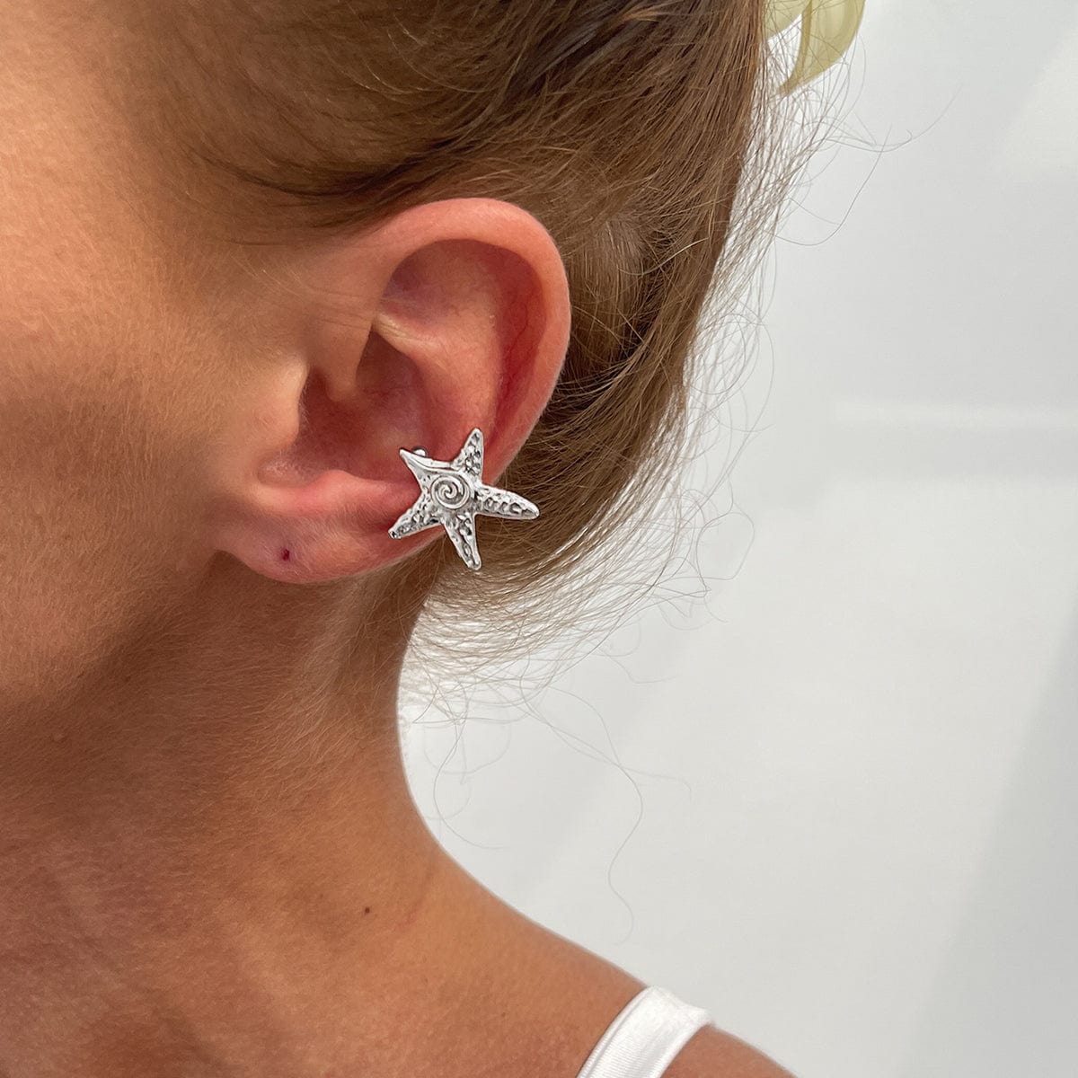 Boho Relief Spiral Starfish Ear Cuff Earring - ArtGalleryZen