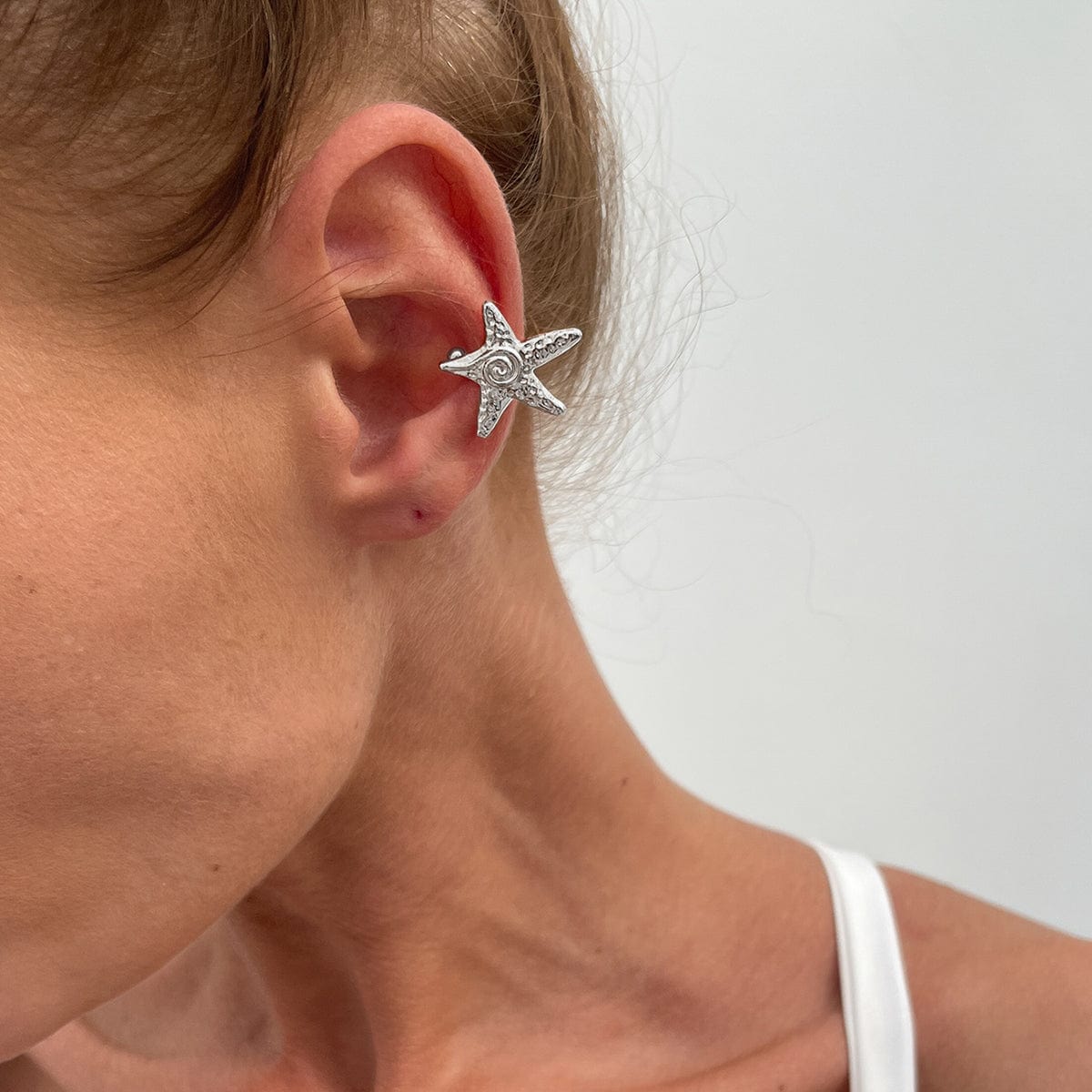 Boho Relief Spiral Starfish Ear Cuff Earring