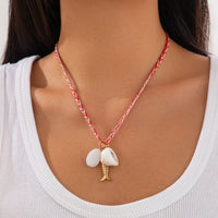 Thumbnail for Boho Shell Metal Fish Pendant Wax Cord String Necklace