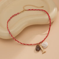 Thumbnail for Boho Shell Metal Fish Pendant Wax Cord String Necklace