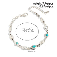 Thumbnail for Boho Silver Tone Turquoise Inlaid Necklace Bracelet - ArtGalleryZen