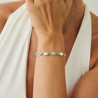 Thumbnail for Boho Silver Tone Turquoise Inlaid Necklace Bracelet - ArtGalleryZen