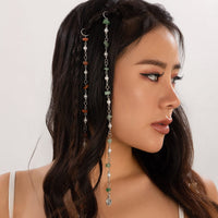 Thumbnail for Boho Star Moon Butterfly Charm Turquoise Stone Pearl Chain Hair Braids Ring