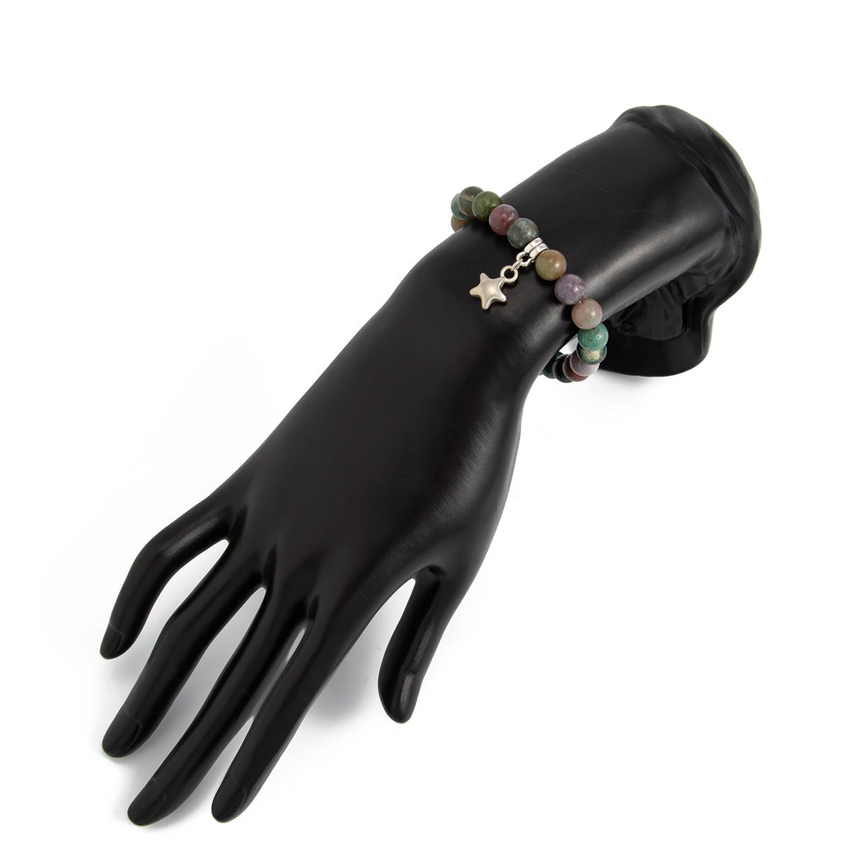 Boho Star Pendant Chalcedony Beaded Bracelet - ArtGalleryZen