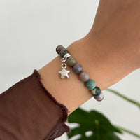 Thumbnail for Boho Star Pendant Chalcedony Beaded Bracelet - ArtGalleryZen