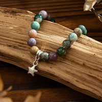Thumbnail for Boho Star Pendant Chalcedony Beaded Bracelet - ArtGalleryZen