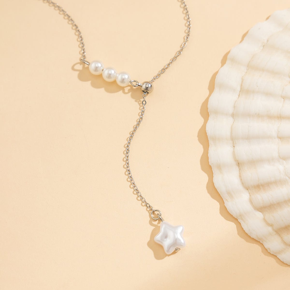 Boho Star Pendant Pearl Chain Y Necklace - ArtGalleryZen