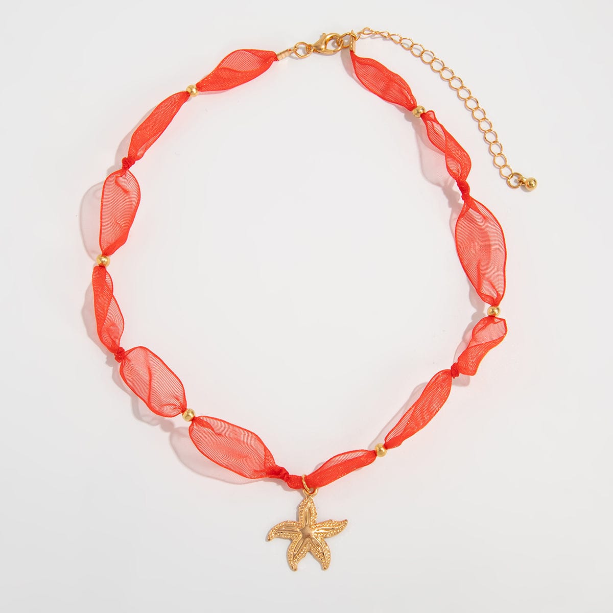 Boho Starfish Conch Shell Pendant Yarn Choker Necklace - ArtGalleryZen