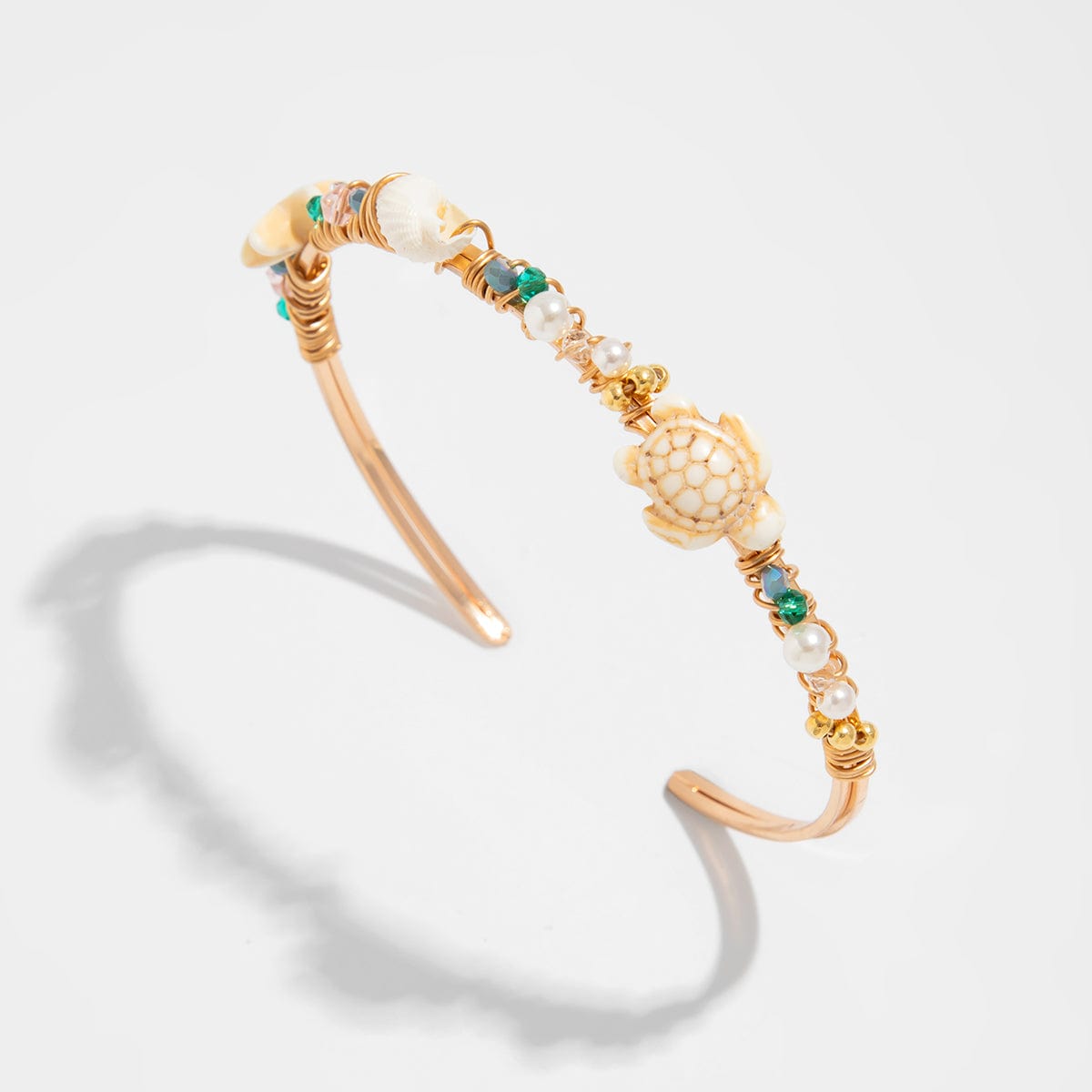 Boho Starfish Conch Turtle Crystal Arm Cuff - ArtGalleryZen