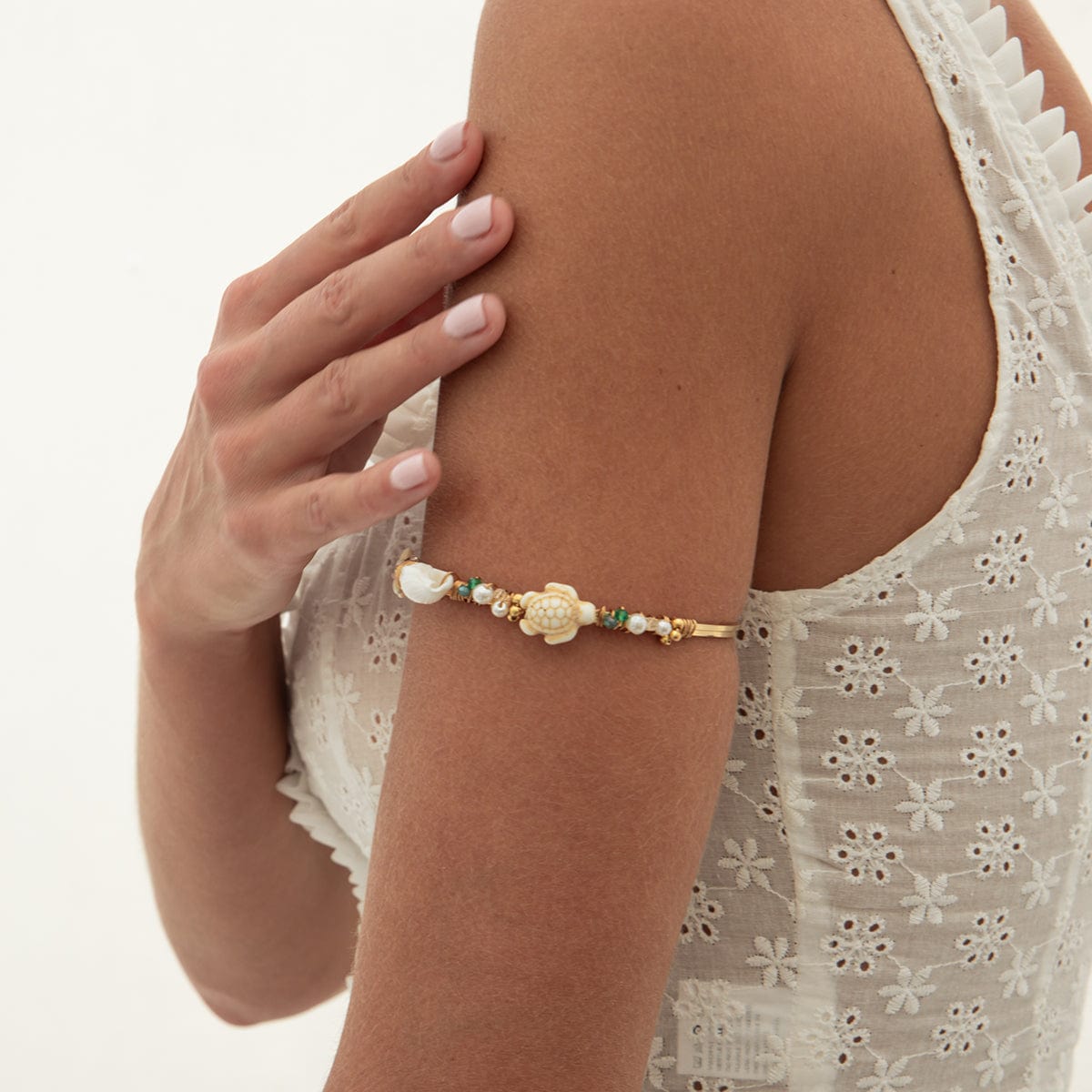 Boho Starfish Conch Turtle Crystal Arm Cuff - ArtGalleryZen