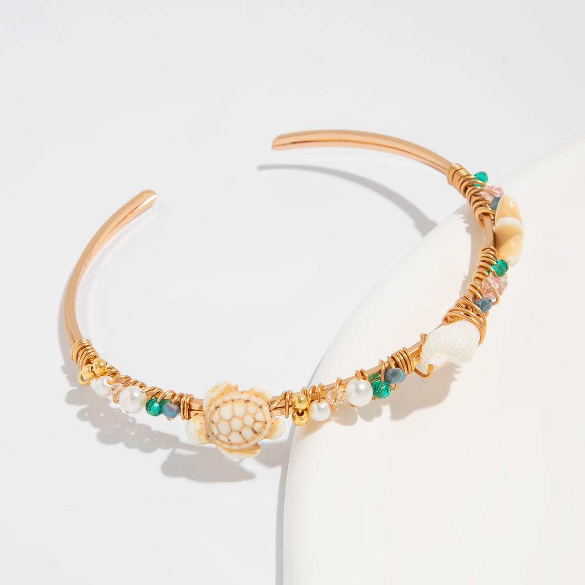 Boho Starfish Conch Turtle Crystal Arm Cuff - ArtGalleryZen