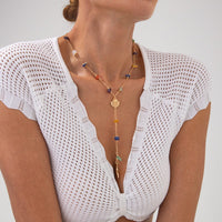 Thumbnail for Boho Starfish Shell Pendant Turquoise Stone Chain Y Necklace - ArtGalleryZen