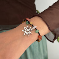 Thumbnail for Boho Sun Charm Turquoise Stone Wax Cord Bracelet - ArtGalleryZen