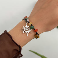 Thumbnail for Boho Sun Charm Turquoise Stone Wax Cord Bracelet - ArtGalleryZen