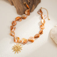 Thumbnail for Boho Sun Pendant Natural Shell Necklace - ArtGalleryZen