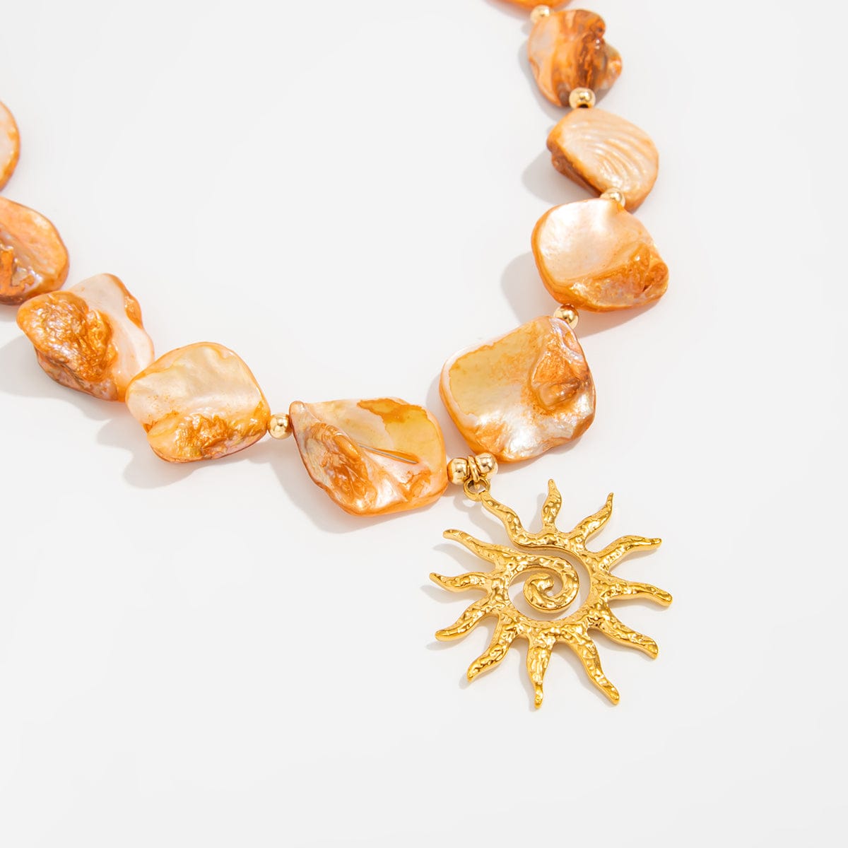 Boho Sun Pendant Natural Shell Necklace - ArtGalleryZen