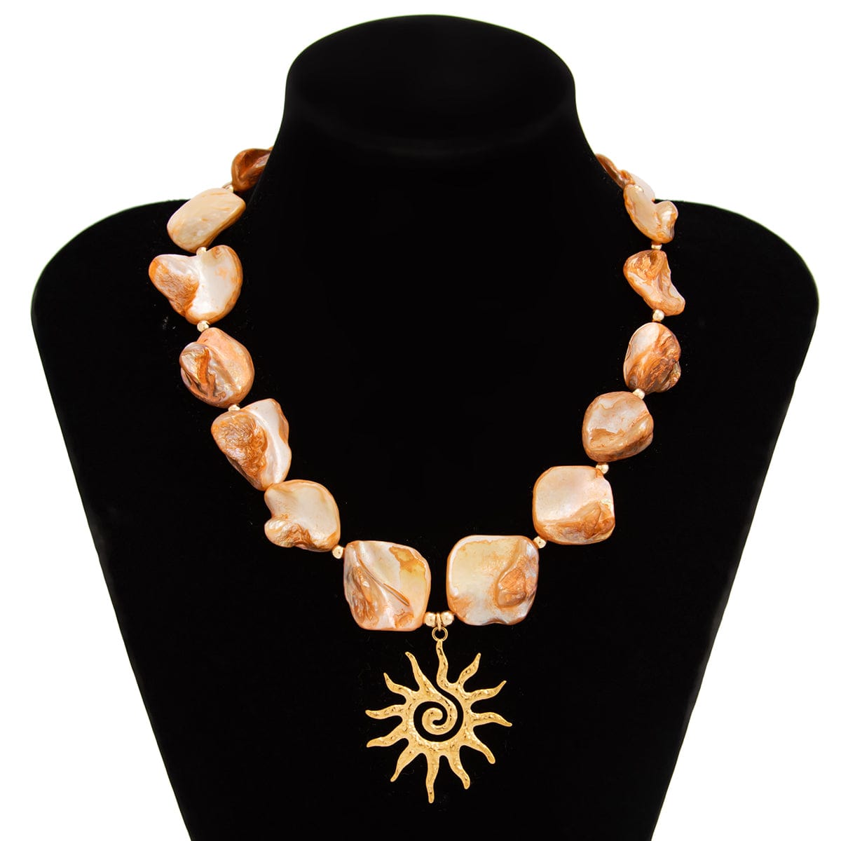 Boho Sun Pendant Natural Shell Necklace - ArtGalleryZen